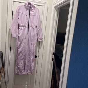 Lavender Long Sleeve Jumpsuit with Zipper sweatsuit material